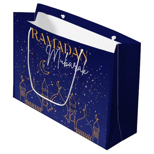 Grand Sac Cadeau Nuit étoile Ramadan Mubarak Ramadan Cadeau (Devant Angle)