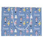 Grand Sac Cadeau Nutcracker Custom Name Blue Christmas (Dos)