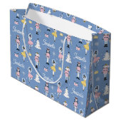 Grand Sac Cadeau Nutcracker Custom Name Blue Christmas (Dos Angle)
