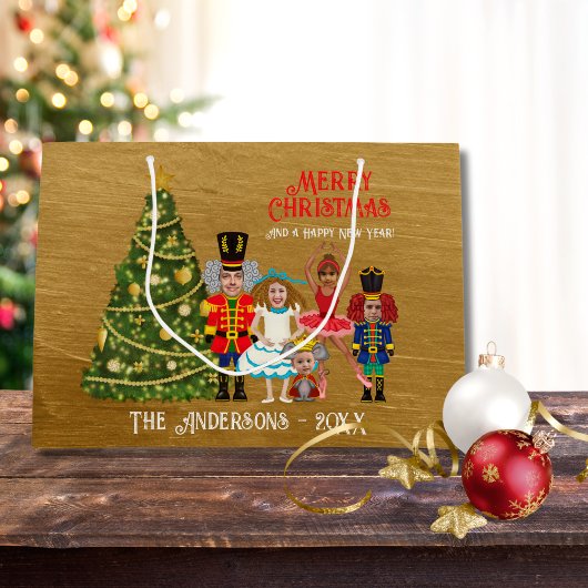 Grand Sac Cadeau Nutcracker Famille de cinq amusants Noël