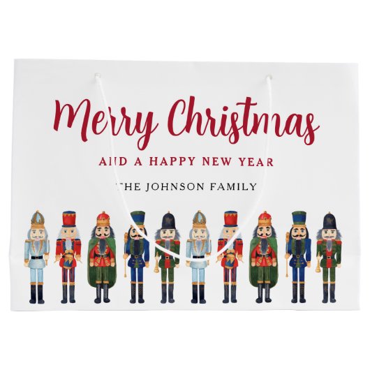 Grand Sac Cadeau Nutcracker mignon Joyeux Noël (Dos)