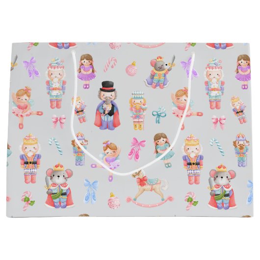 Grand Sac Cadeau Nutcracker Motif de Noël (Devant)