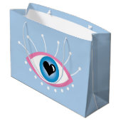 Grand Sac Cadeau Oeil mal grec avec cils rose bleu (Dos Angle)
