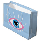 Grand Sac Cadeau Oeil mal grec avec cils rose bleu (Devant Angle)