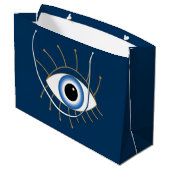 Grand Sac Cadeau Oeil Mal Grec Avec Lashes Bleu Blanc Or (Dos Angle)