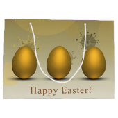 Grand Sac Cadeau Oeufs de Pâques dorés modernes (Dos)