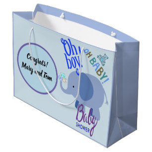 Grand Sac Cadeau Oh mon Dieu ! Mon bébé ! Baby shower Blue Elephant