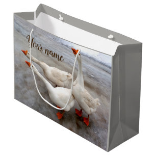 Grand Sac Cadeau Oie blanche