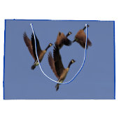 Grand Sac Cadeau Oies canadiennes volant dans un troupeau d'enfants (Dos)