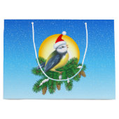 Grand Sac Cadeau Oiseau à Santa Hat (Devant)