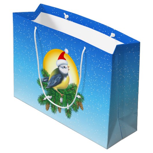 Grand Sac Cadeau Oiseau à Santa Hat (Dos Angle)