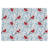 Grand Sac Cadeau Oiseau cardinal rouge d'hiver (Devant)