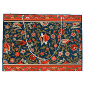 Grand Sac Cadeau Oiseau et fleurs Perse Motif bleu rouge (Dos)