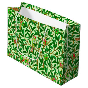 Grand Sac Cadeau Oiseau et grenade Art Nouveau, Vert citron