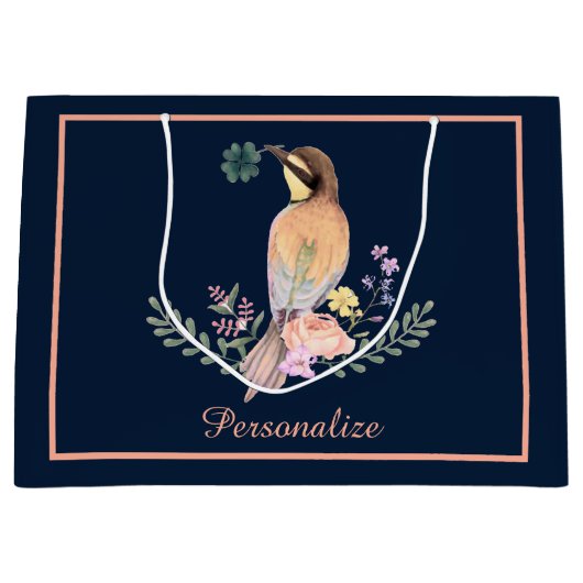 Grand Sac Cadeau Oiseau pastel (Devant)