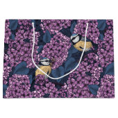 Grand Sac Cadeau Oiseaux dans le jardin violet lilas (Devant)