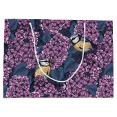 Grand Sac Cadeau Oiseaux dans le jardin violet lilas (Dos)