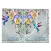 Grand Sac Cadeau Oiseaux de brousse et fleurs violettes (Dos)