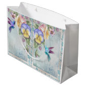 Grand Sac Cadeau Oiseaux de brousse et fleurs violettes (Dos Angle)