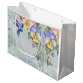 Grand Sac Cadeau Oiseaux de brousse et fleurs violettes (Devant Angle)