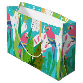Grand Sac Cadeau Oiseaux tropicaux et fleurs (Dos Angle)