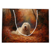 Grand Sac Cadeau Old English Sheepdog en automne Leaves Fall Inspir (Dos)