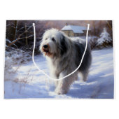 Grand Sac Cadeau Old English Sheepdog Laisser neiger Noël (Devant)