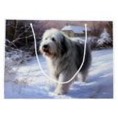 Grand Sac Cadeau Old English Sheepdog Laisser neiger Noël (Dos)