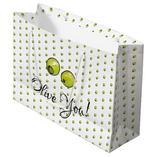 Grand Sac Cadeau Olive (Devant Angle)