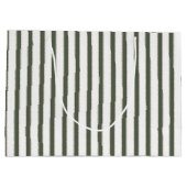 Grand Sac Cadeau Olive Green White Stripes Christmas (Dos)