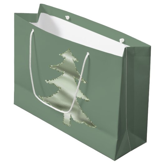 Grand Sac Cadeau Olive Pistachio Mint Green Christmas Tree (Devant Angle)