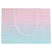 Grand Sac Cadeau Ombre bleu rose avec lignes or (Dos)