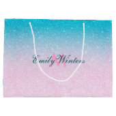 Grand Sac Cadeau Ombre Parties scintillant rose et turquoise (Dos)