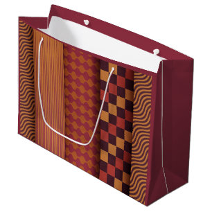 Grand Sac Cadeau Ondes Rétro et Motif Géométrique du Milieu du Sièc