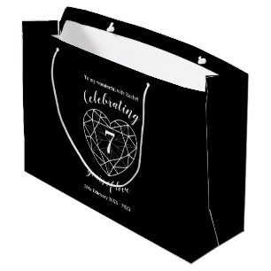 Grand Sac Cadeau Onyx noir Anniversaire 7 ans personnalisé
