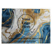 Grand Sac Cadeau Or bleu et marbre blanc (Dos)