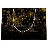 Grand Sac Cadeau Or élégant d'étincelle de Joyeux Noël (Devant)