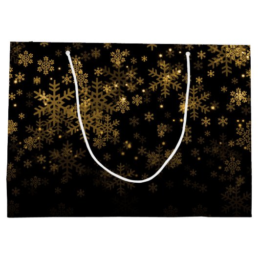 Grand Sac Cadeau Or élégant d'étincelle de Joyeux Noël (Dos)