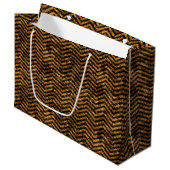 Grand Sac Cadeau Or étincelant et chevrons noirs d'aluminium de (Devant Angle)