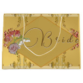 Grand Sac Cadeau Or floral de la mariée (Devant)