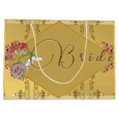 Grand Sac Cadeau Or floral de la mariée (Dos)
