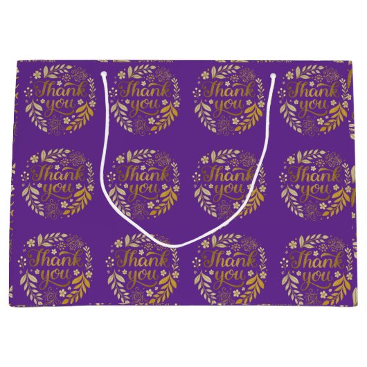 Grand Sac Cadeau or merci (Devant)