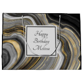 Grand Sac Cadeau Or moderne et gris Agate Géode Géode Gémstone Anni (Dos)