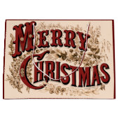 Grand Sac Cadeau Or Noël 1876 Merry Christmas (Devant)