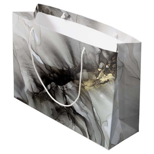 Grand Sac Cadeau Or noir (Dos Angle)