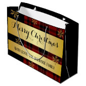 Grand Sac Cadeau Or Personnalisé Avec Noël Plaid (Dos Angle)