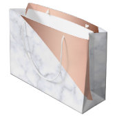 Grand Sac Cadeau Or rose de marbre blanc géométrique élégant de (Dos Angle)
