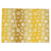 Grand Sac Cadeau Or Varié de Noël avec flocons de neige blancs (Dos)