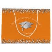 Grand Sac Cadeau Orange and Silver Graduation (Dos)
