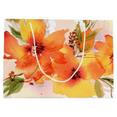 Grand Sac Cadeau Orange aquarelle automne floral (Dos)